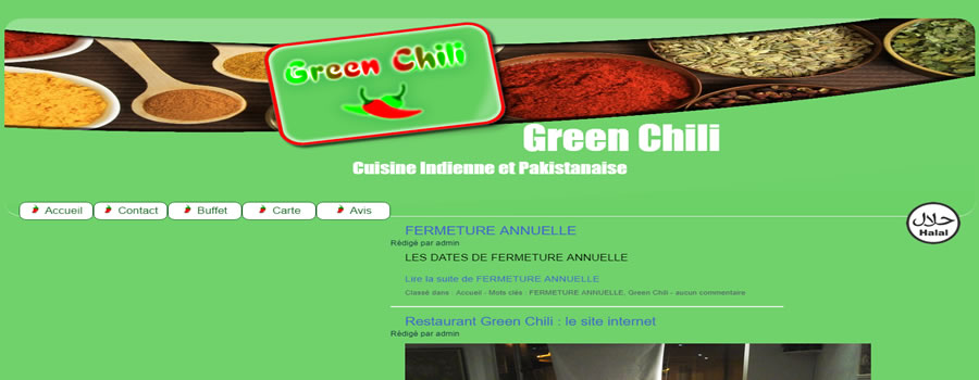 Nouveau design pour Le Green Chili 71300 Montceau-les-Mines, restaurant indien et pakistanais présenté par MowXml