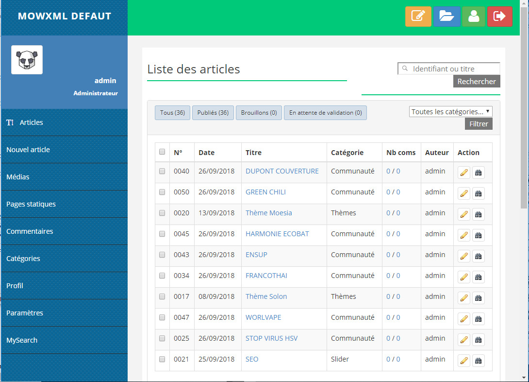 MowXml, Création de Sites, Blogs, Référencement Naturel SEO, Content Management Système, XML, Communauté de webmasters